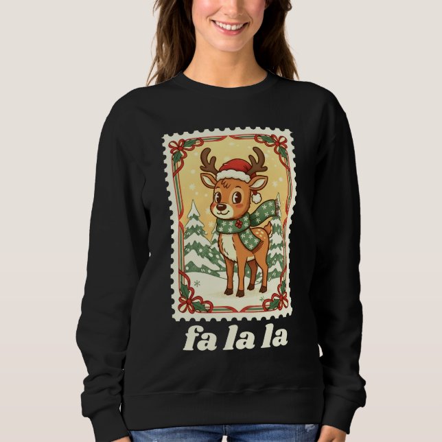 Camiseta Selo de Natal do Fa La La Reindeer (Frente)