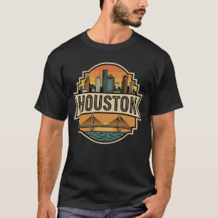 Camiseta Selo de Viagem Retro da Cidade de Houston Texas