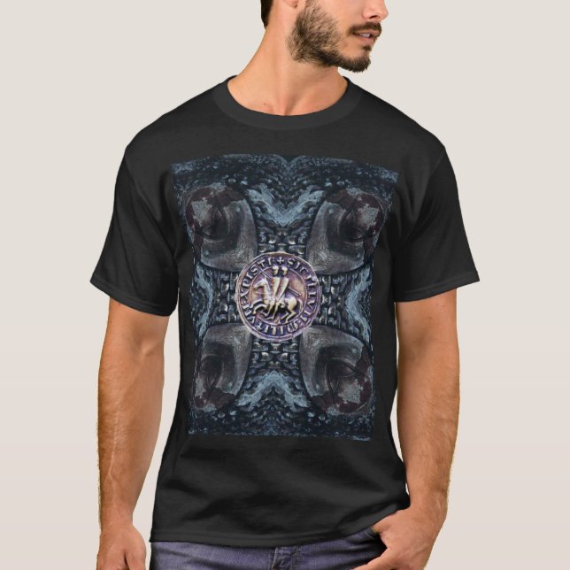 Camiseta SELO dos CAVALEIROS TEMPLAR no preto da CRUZ do (Frente)