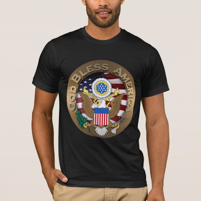 Camiseta Selo dos Estados Unidos da América - América Deus  (Frente)