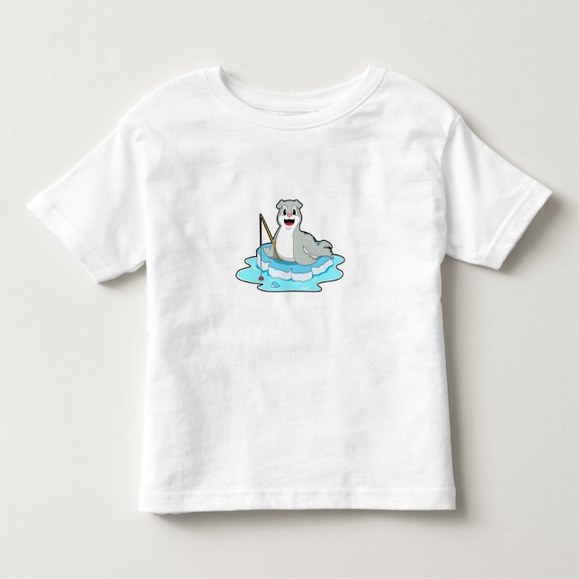 Camiseta Selo na pesca com vara de pesca (Frente)