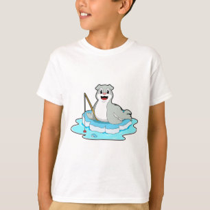Camiseta Selo na pesca com vara de pesca