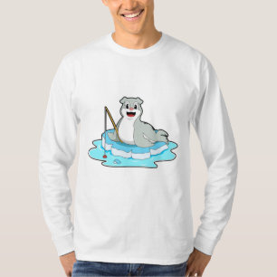 Camiseta Selo na pesca com vara de pesca