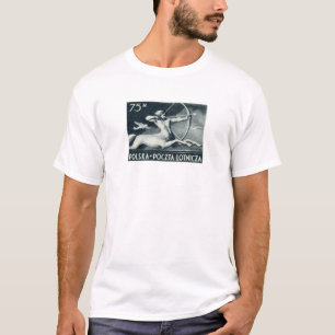 Camiseta selo polonês do correio aéreo 1948 75zt