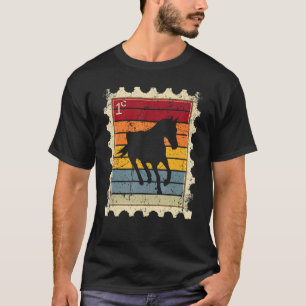 Camiseta Selo Postal Com Um Cavalo Pôr do Sol 1