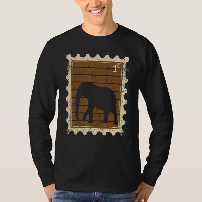 Camiseta Selo Postal Com Um Elefante (Frente)