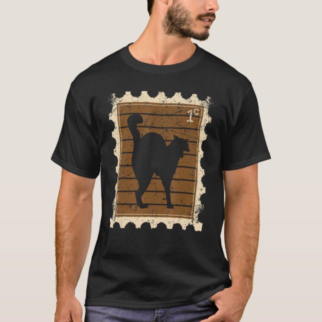 Camiseta Selo Postal Com Um Gato (Frente)