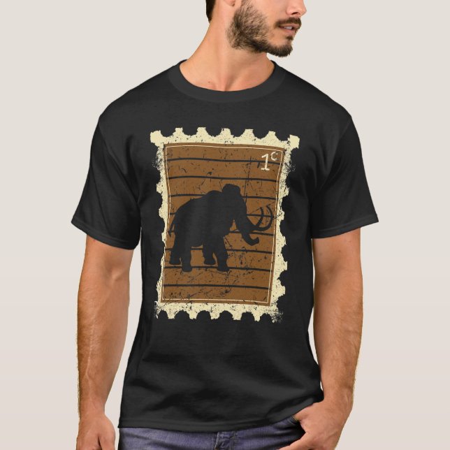 Camiseta Selo Postal Com Um Mamute (Frente)
