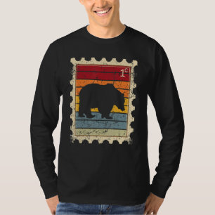 Camiseta Selo Postal Com Um Urso Do Pôr do Sol