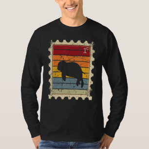 Camiseta Selo Postal Com Uma Foca Bebê Ao Pôr do Sol