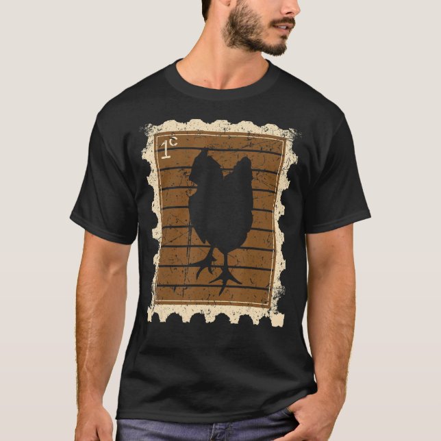 Camiseta Selo Postal Com Uma Galinha (Frente)