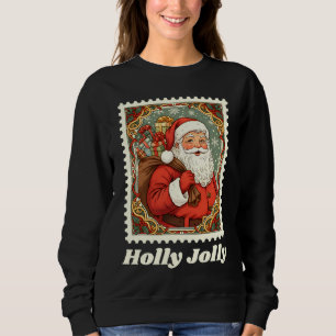 Camiseta Selo Postal de Natal Papai Noel Alegre e Divertido