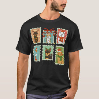 Camiseta Selos de Natal de Cães Engraçados Vintage Cães de