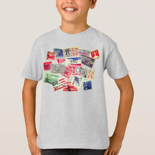 Camiseta Selos Postais Aéreos Antigos
