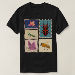 Camiseta Selos Postais Vintage de Insetos