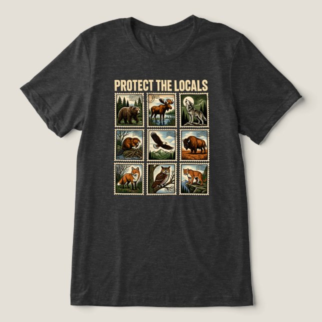 Camiseta Selos Proteger os Locais (Design frontal)