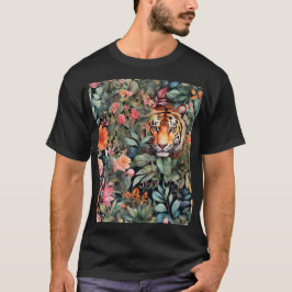 Camiseta Selva colorida com tigre escondido