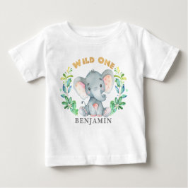 Camiseta Selva de um primeiro aniversario de elefante bebê