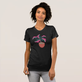 Camiseta Selva e Folhas Rosa Monstera Tropicais