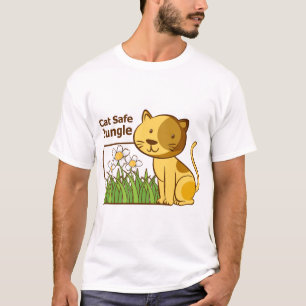 Camiseta Selva Segura para Gatos Cute Arte de Jardim de Est