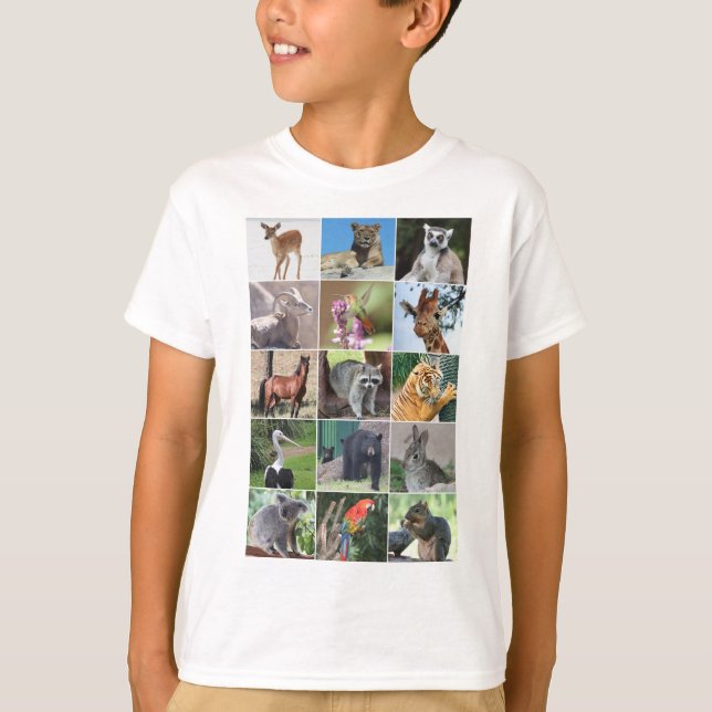 Camiseta Selvagem 15 Animais Picados na Natureza (Frente)