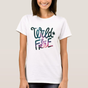 Camiseta Selvagem e Livre Citação de Texto de Verão e Ave