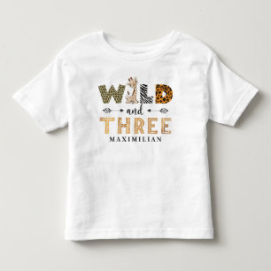 Camiseta Selvagem e Três Aniversários Safari Giraffe Baby