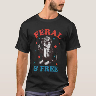 Camiseta Selvagem & Livre Gambá Patriótico Divertido Selvag