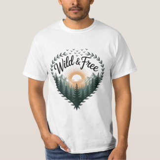 Camiseta ☀️ Selvagem & Livre – Nascer do Sol Sobre a Flores