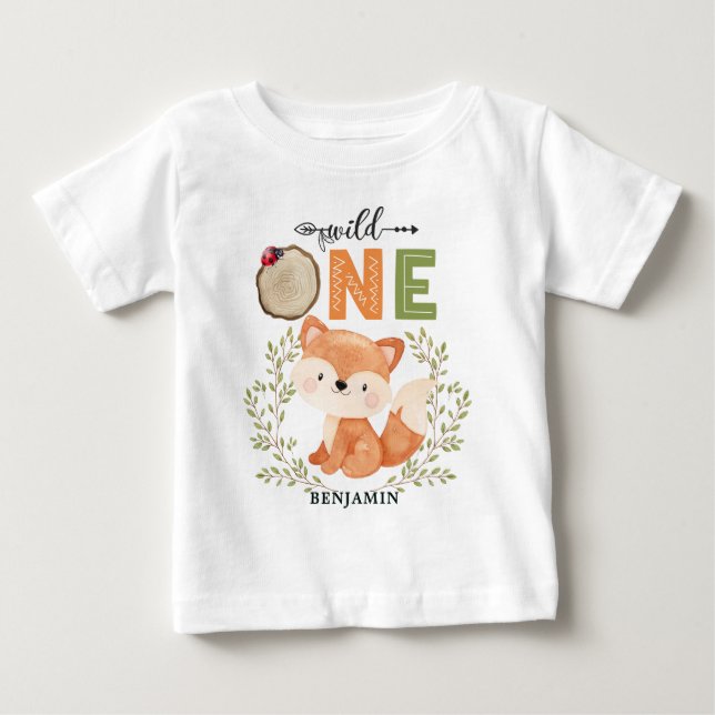Camiseta SELVAGEM Personalizada Primeira Floresta Fox Baby  (Frente)