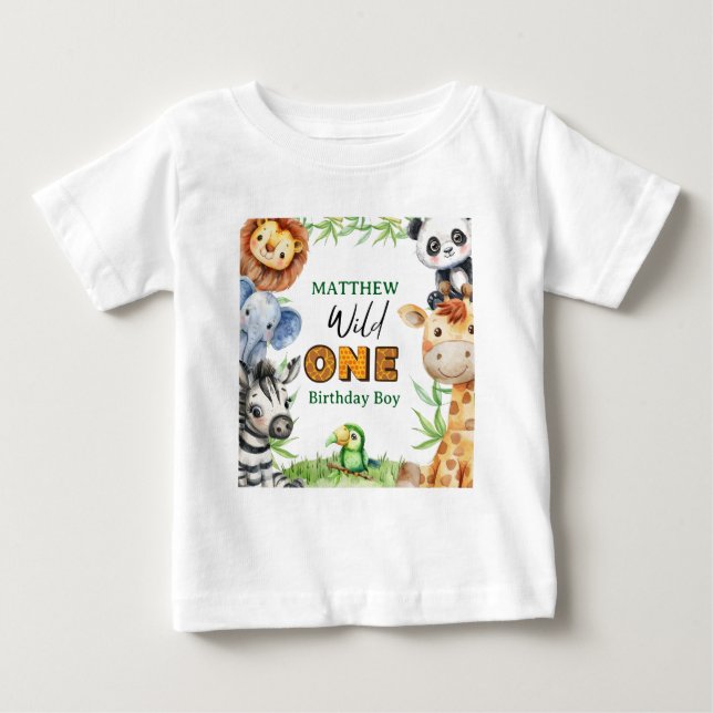 Camiseta Selvagem Um Safari na Selva 1º aniversário  (Frente)