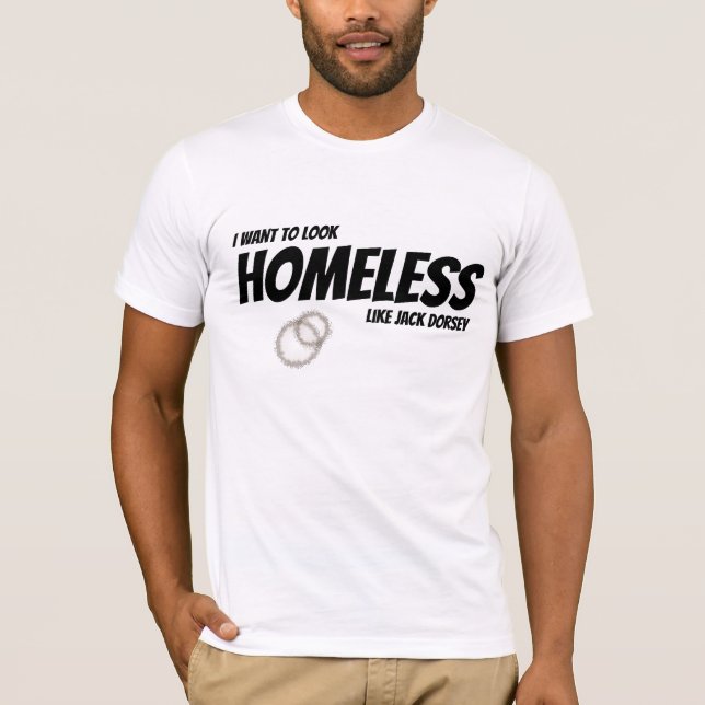 Camiseta Sem-Abrigo Como Jack Dorsey (Frente)