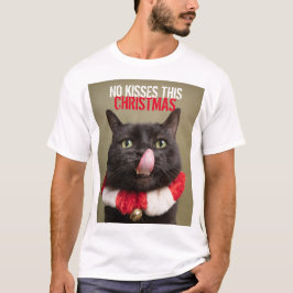 Camiseta Sem Beijos Este Natal Engraçado Língua De Gato