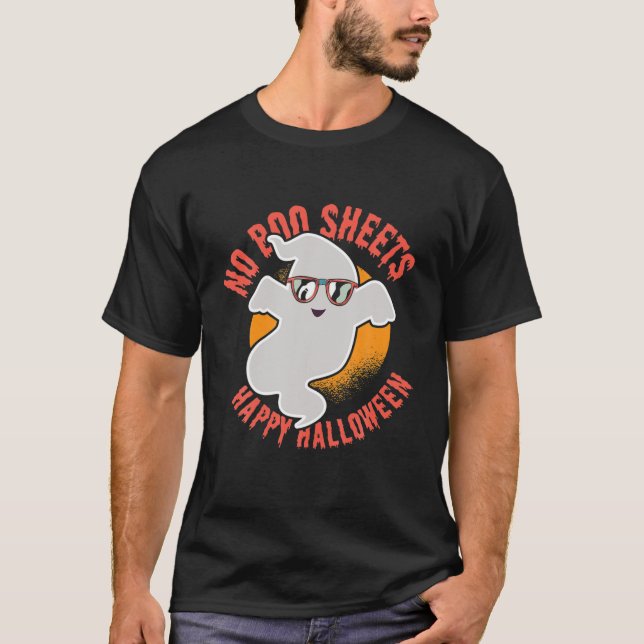 Camiseta Sem Boo Sheets Dia de as Bruxas engraçado Costume  (Frente)