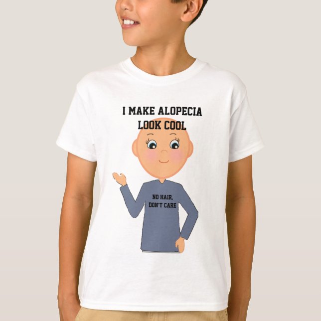 Camiseta "Sem Cabelo, não se importe", Little Boy com Alope (Frente)