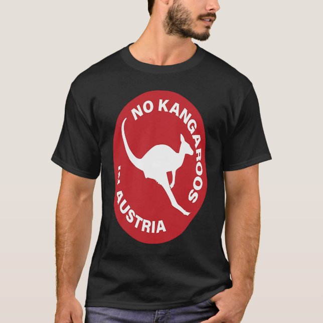 Camiseta Sem Cangurus Na Áustria Engraçada Austrália (Frente)