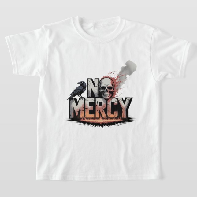 Camiseta "Sem Compaixão - Design Apocalypse Crânio e Raven" (Postura )