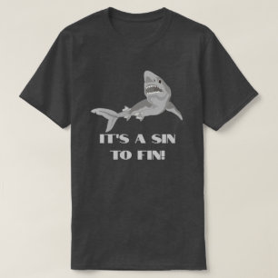 Camiseta Sem Corte de Nadadeiras de Tubarão