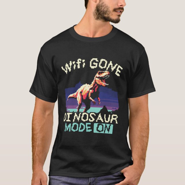 Camiseta Sem Dinossauro de Internet Sobrevoando Paleontolog (Frente)