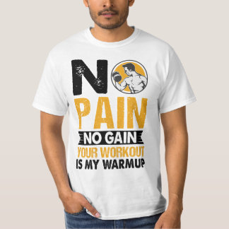 Camiseta Sem Dor Sem Ganhar Traço De Gym Citação Homens T-S