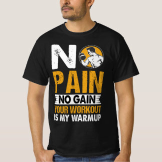Camiseta Sem Dor Sem Ganhar Traço De Gym Citação Homens T-S