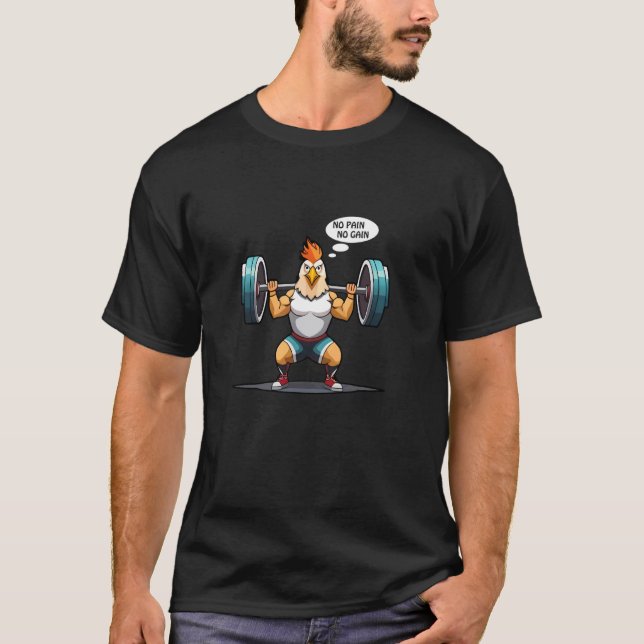 Camiseta Sem Dor Sem Ganho Frango Engraçado Academia fitnes (Frente)