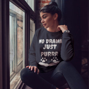 Camiseta Sem Drama Apenas Gato Puro Vibe Engraçado Pata Per