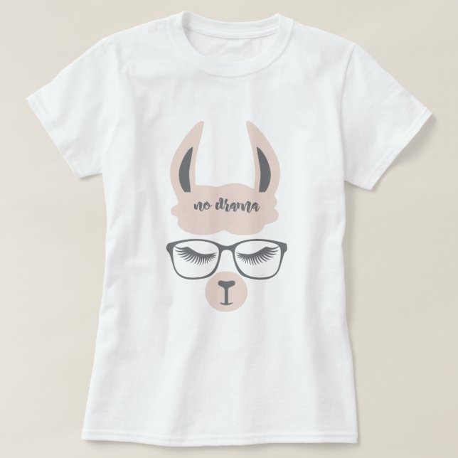 Camiseta Sem Drama Llama Hipster Llama (Frente do Design)