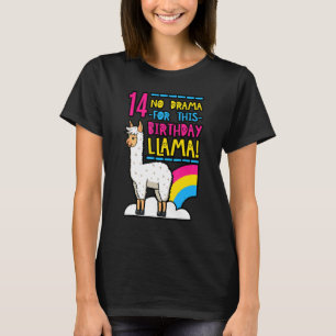 Camiseta Sem Drama Para Este Aniversário Llama 14 Festa De