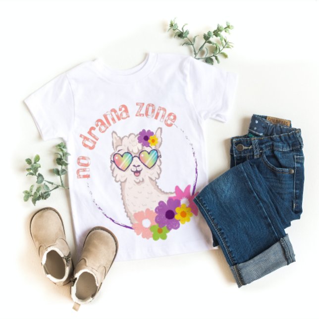 Camiseta Sem Drama Zona Funny Llama Baby Girls T Shirt (Criador carregado)