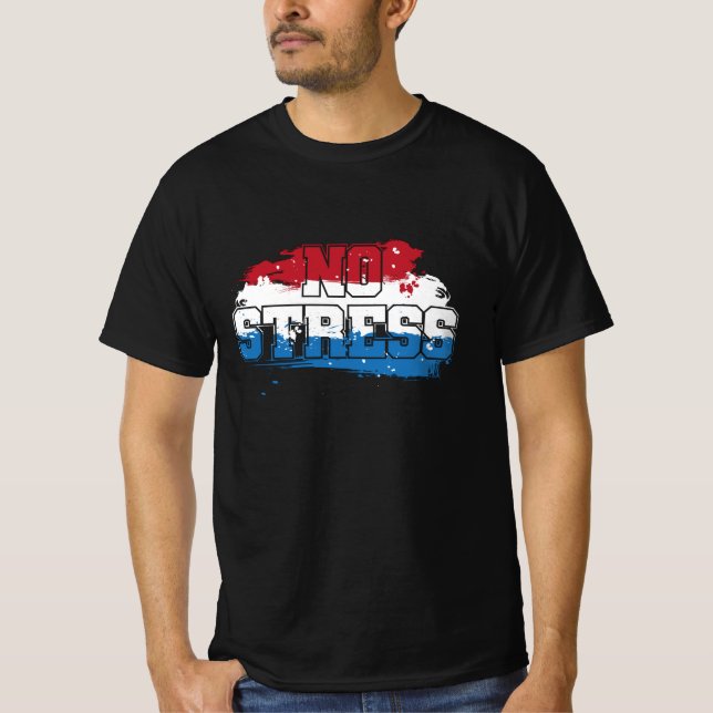Camiseta Sem Estresse - Mindset Positivo Azul Branco Vermel (Frente)