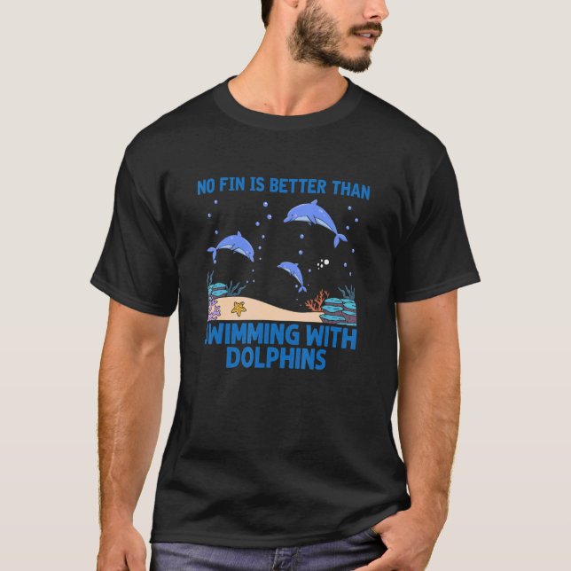 Camiseta Sem Fim É Melhor Nadar No Oceano De Golfinhos (Frente)