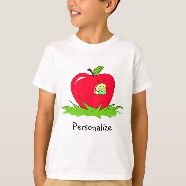 Camiseta Sem-fim em Apple vermelho com nome (Frente)