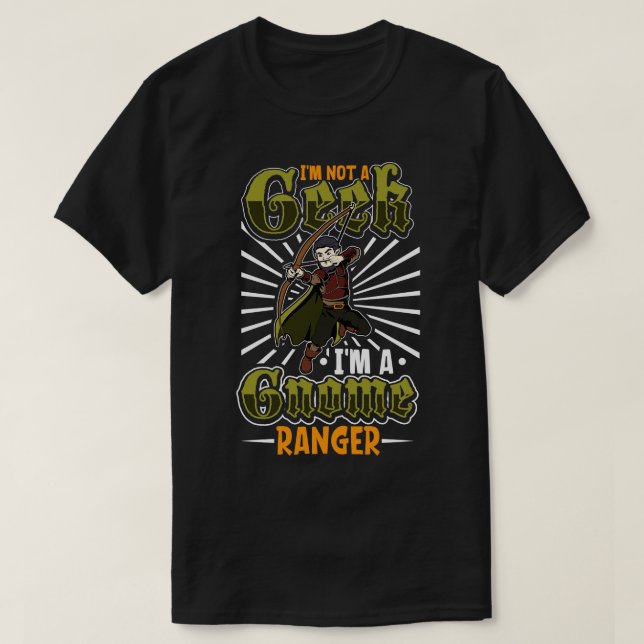 Camiseta Sem geek D20 Roleplay Caracter Gnome Ranger (Frente do Design)
